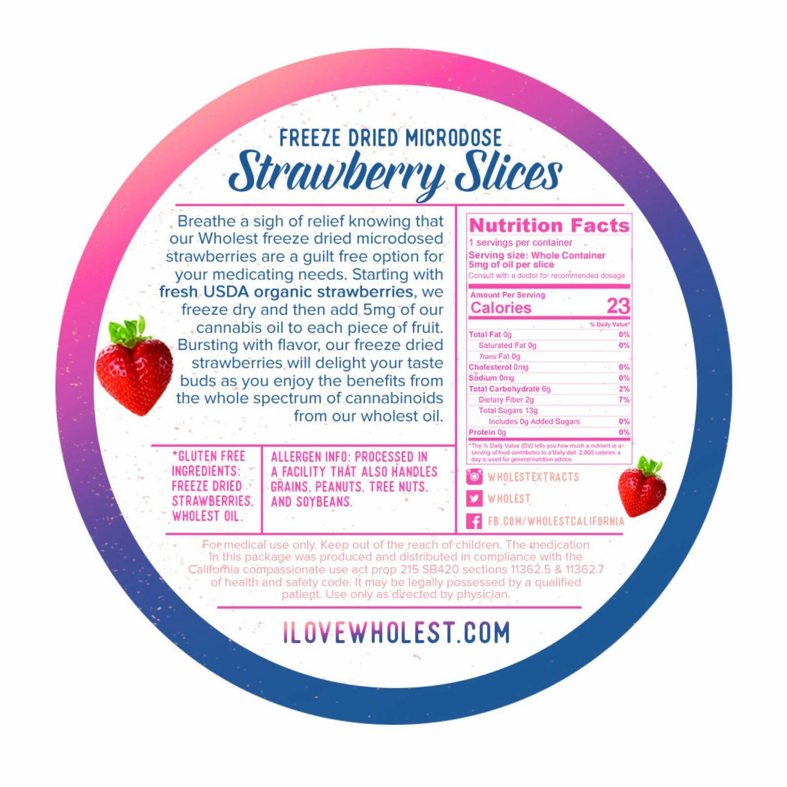 Wholest 150mg Freeze Dried Organic Strawberry Slices Leafly